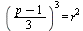 `*`(`^`(`*`(`+`(p, `-`(1)), `/`(1, 3)), 3)) = `*`(`^`(r, 2))