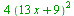`+`(`*`(4, `*`(`^`(`+`(`*`(13, `*`(x)), 9), 2))))