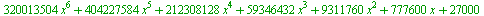 `+`(`*`(320013504, `*`(`^`(x, 6))), `*`(404227584, `*`(`^`(x, 5))), `*`(212308128, `*`(`^`(x, 4))), `*`(59346432, `*`(`^`(x, 3))), `*`(9311760, `*`(`^`(x, 2))), `*`(777600, `*`(x)), 27000)